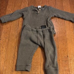 Cozy Ribbed Two-Piece Set in Olive